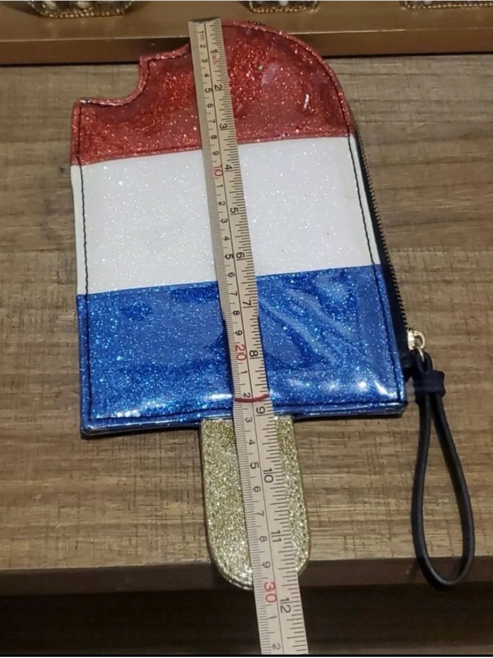 Adorable Glitter Popsicle Phone Wristlet Case - Red White Blue.